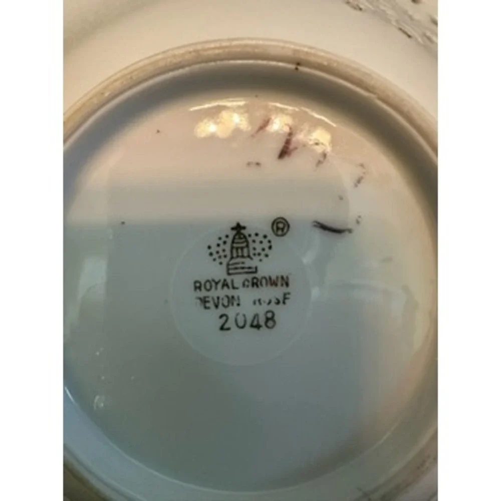 Royal Crown Devon Trinket Dish Blue Floral‎ Open Pierced Edge Made in England